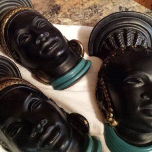 Beautiful vintage Chalkware African Ladies made in Canada by Devonware